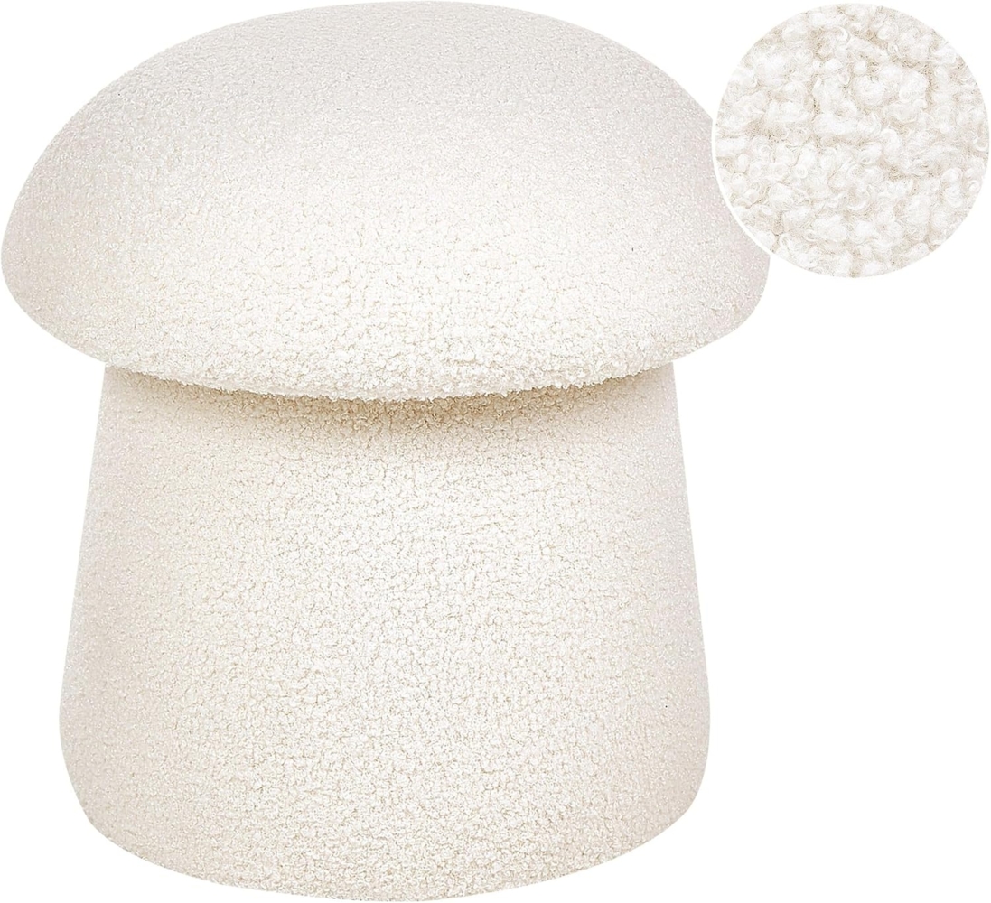 Pouf TIOGA Bouclé Cremeweiß 45 cm 45 cm 36 cm Bild 1