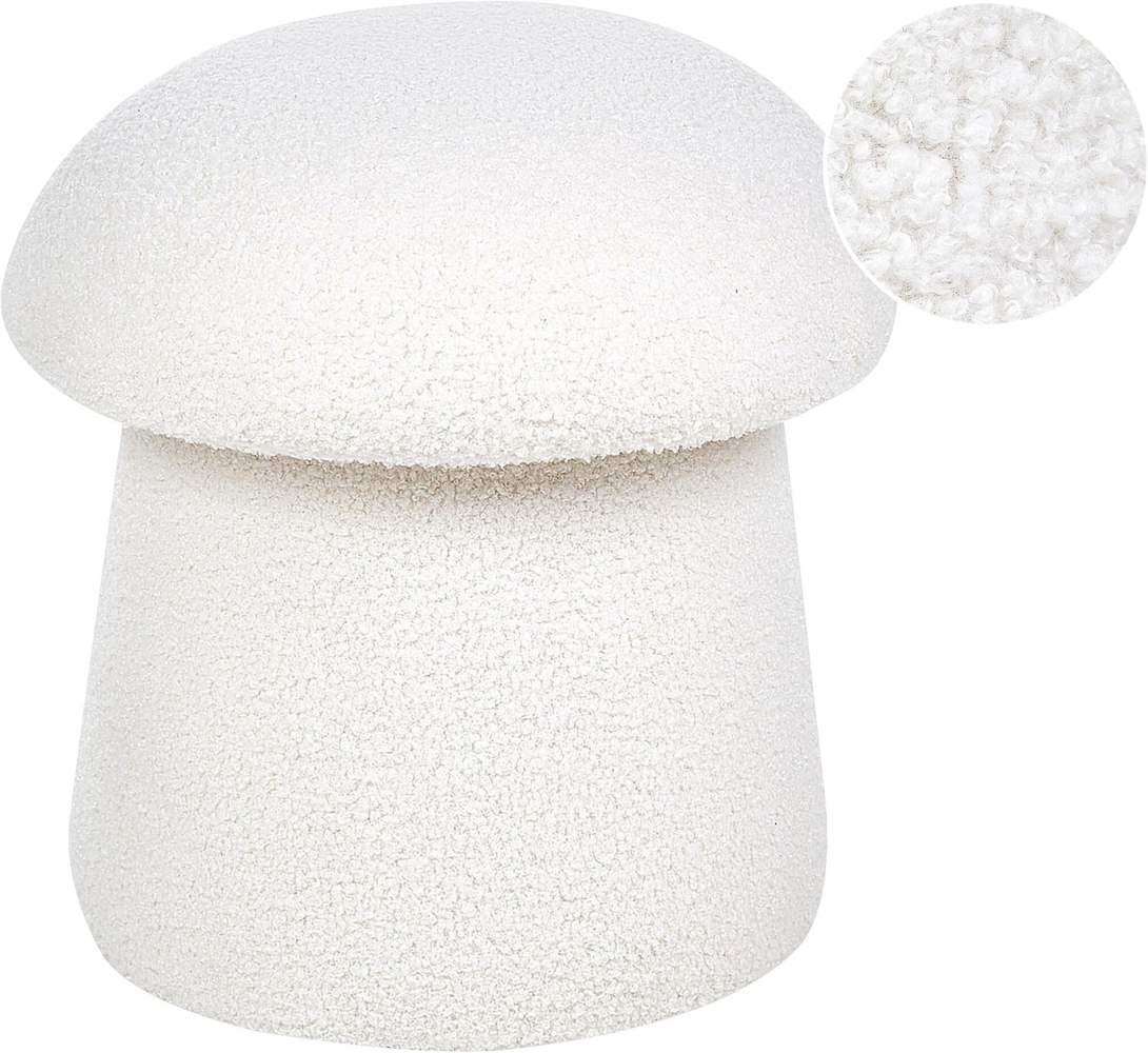 Pouf Bouclé cremeweiß ⌀ 45 cm Pilzform TIOGA Bild 1