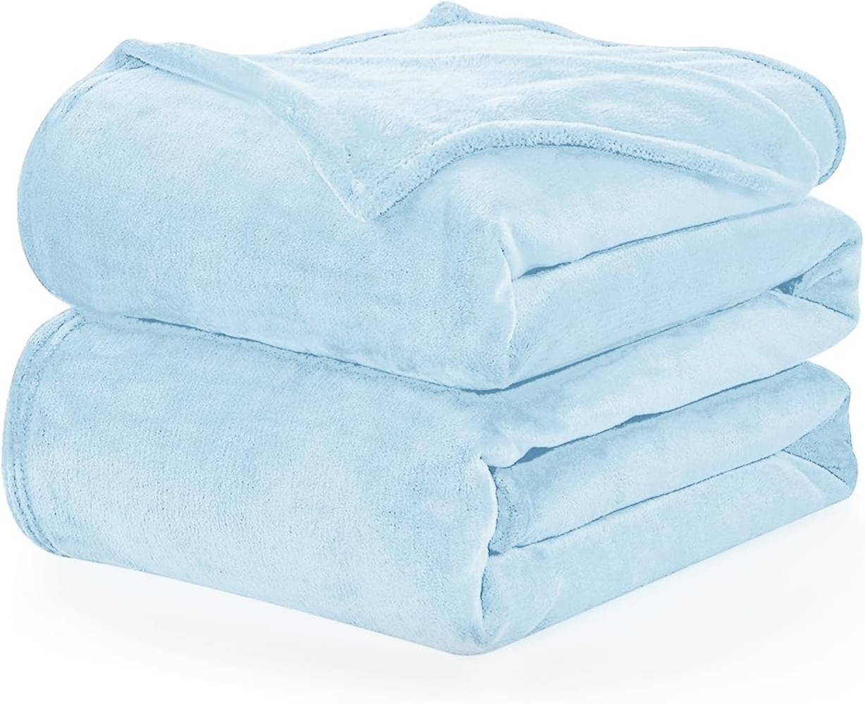 WAVVE Kuscheldecke Flauschig Decke Fleecedecke - Sofadecke 150x200 cm Warm Wohndecke Couchdecke, Hellblau Decke Weich Sofaüberwurf XL Bild 1