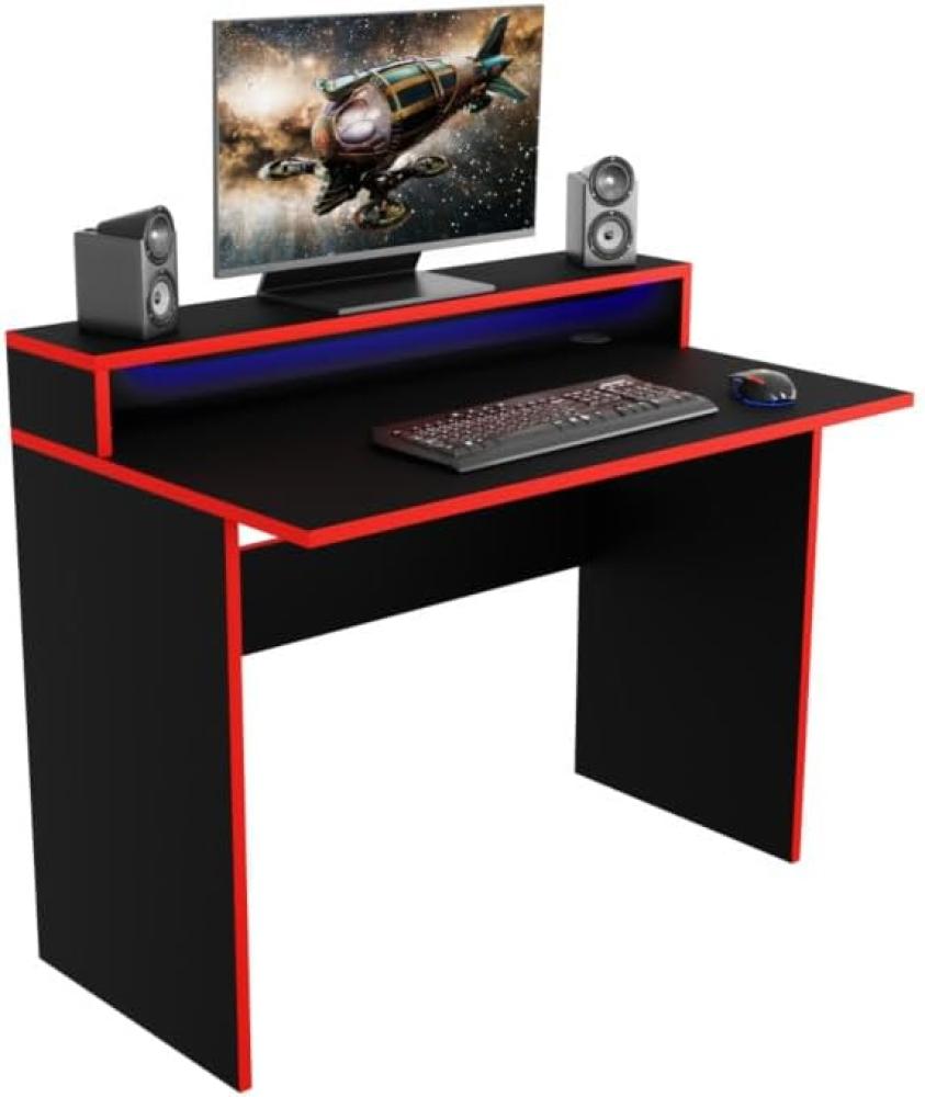 Gaming Tisch KADET + LED, 100 x 86 x 50, schwarz Bild 1