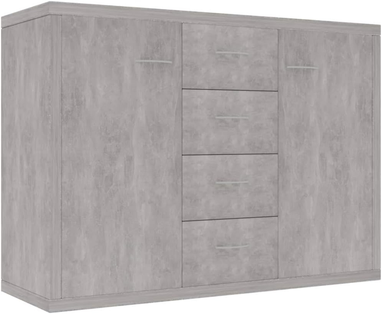 vidaXL Sideboard mit 4 Schubladen 2 Türen Kommode Anrichte Mehrzweckschrank Schrank Beistellschrank Flurschrank Betongrau 88 x 30 x 65 cm Spanplatte Bild 1