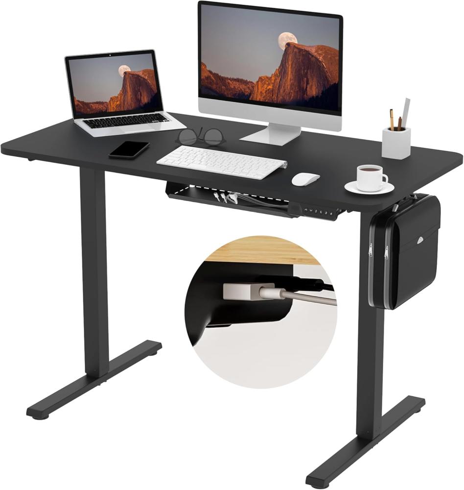 Flexispot Basic pro Elektrisch Höhenverstellbarer Schreibtisch mit Tischplatte 2-Fach-Teleskop, mit Memory-Steuerung (Schwarz) Bild 1