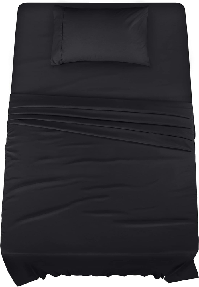 Utopia Bedding Bettwäsche-Set für Twin-Bett, 3-teilig, gebürstete Mikrofaser, schrumpft und lichtbeständig, pflegeleicht (Twin-Size-Bett, Schwarz) Bild 1