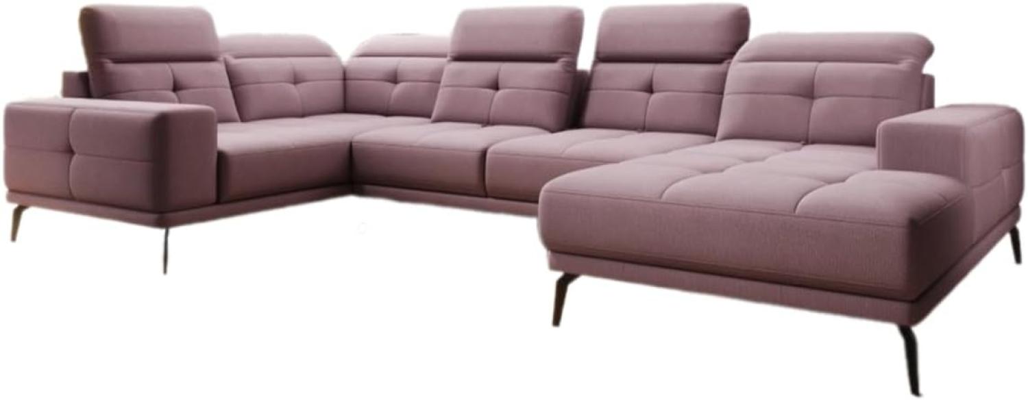 Designer Sofa Nerio mit verstellbarer Kopf- und Rückenlehne Stoff Rosé Rechts Bild 1