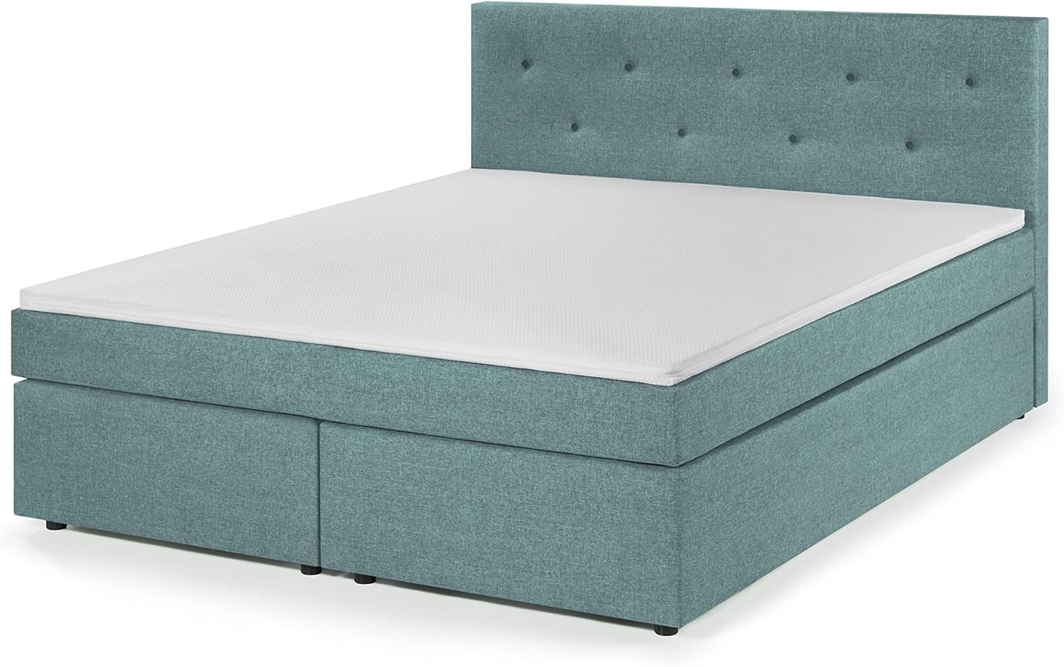 Traumnacht Boxspringbett, mit 7-Zonen Tonnentaschenfederkernmatratzen (H3) und Komfortschaumtopper, leichter Aufbau, produziert nach deutschem Qualitätsstandard, 180x200 cm in türkis Bild 1