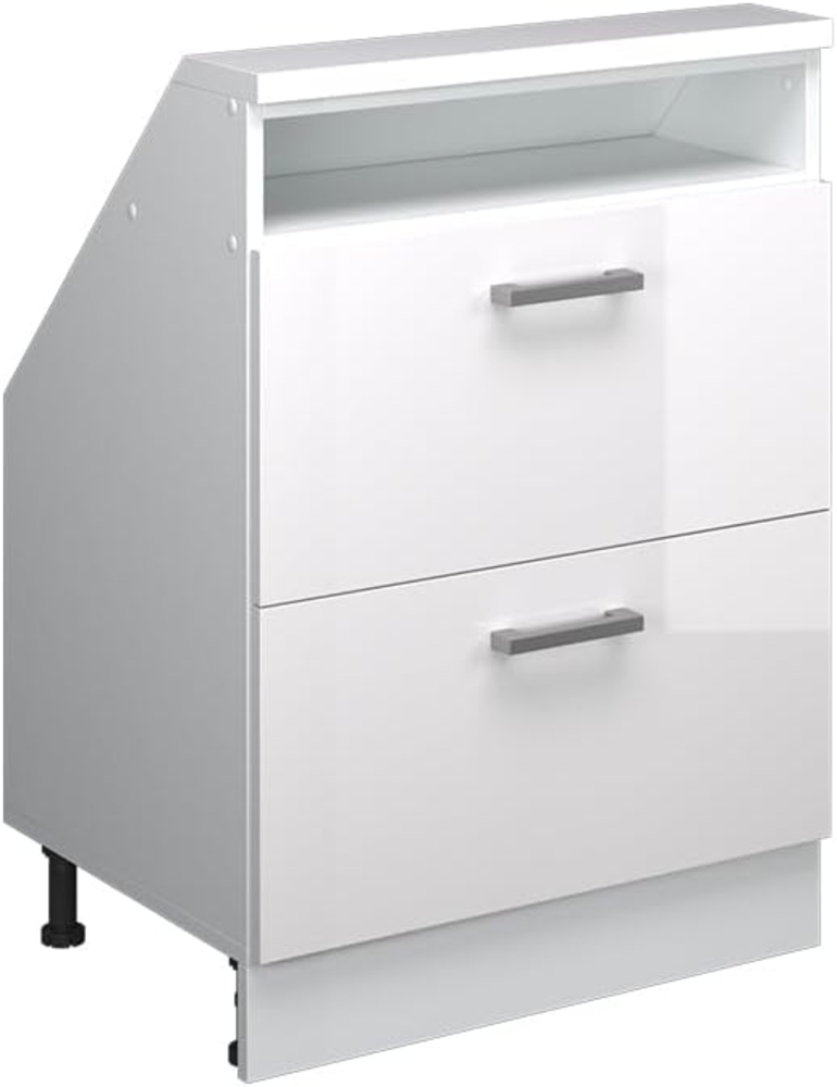 Dachschrägenschrank Rion Weiß Hochglanz/Weiß mit 2 Schubladen Vicco Bild 1