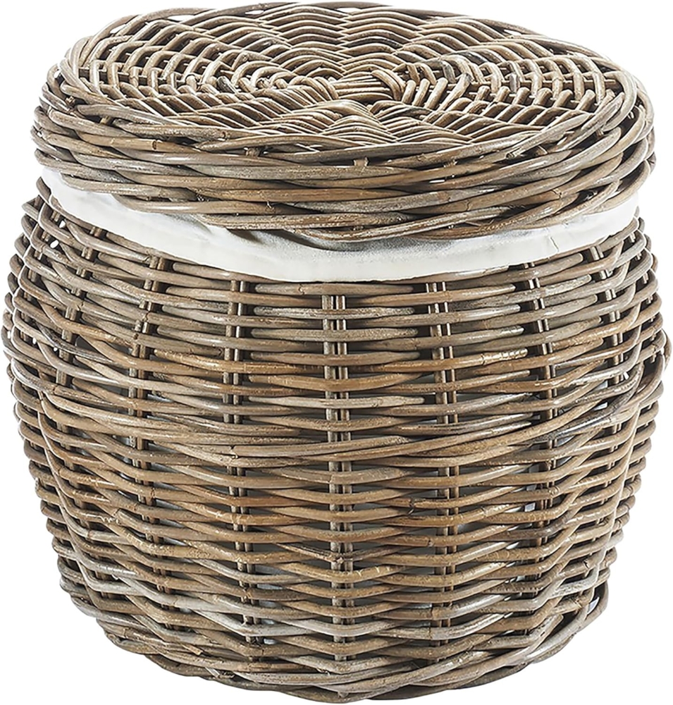 Kobolo Aufbewahrungskorb Wäschebehälter - Rattan - Stoffeinsatz und Deckel (1 St) Bild 1