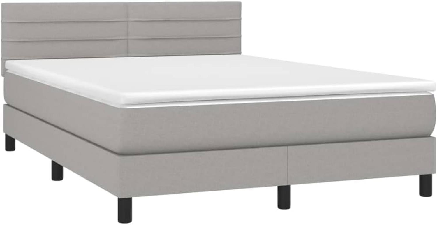 vidaXL Boxspringbett mit Matratze Hellgrau 140x190 cm Stoff, Härtegrad: H2 [3140129] Bild 1