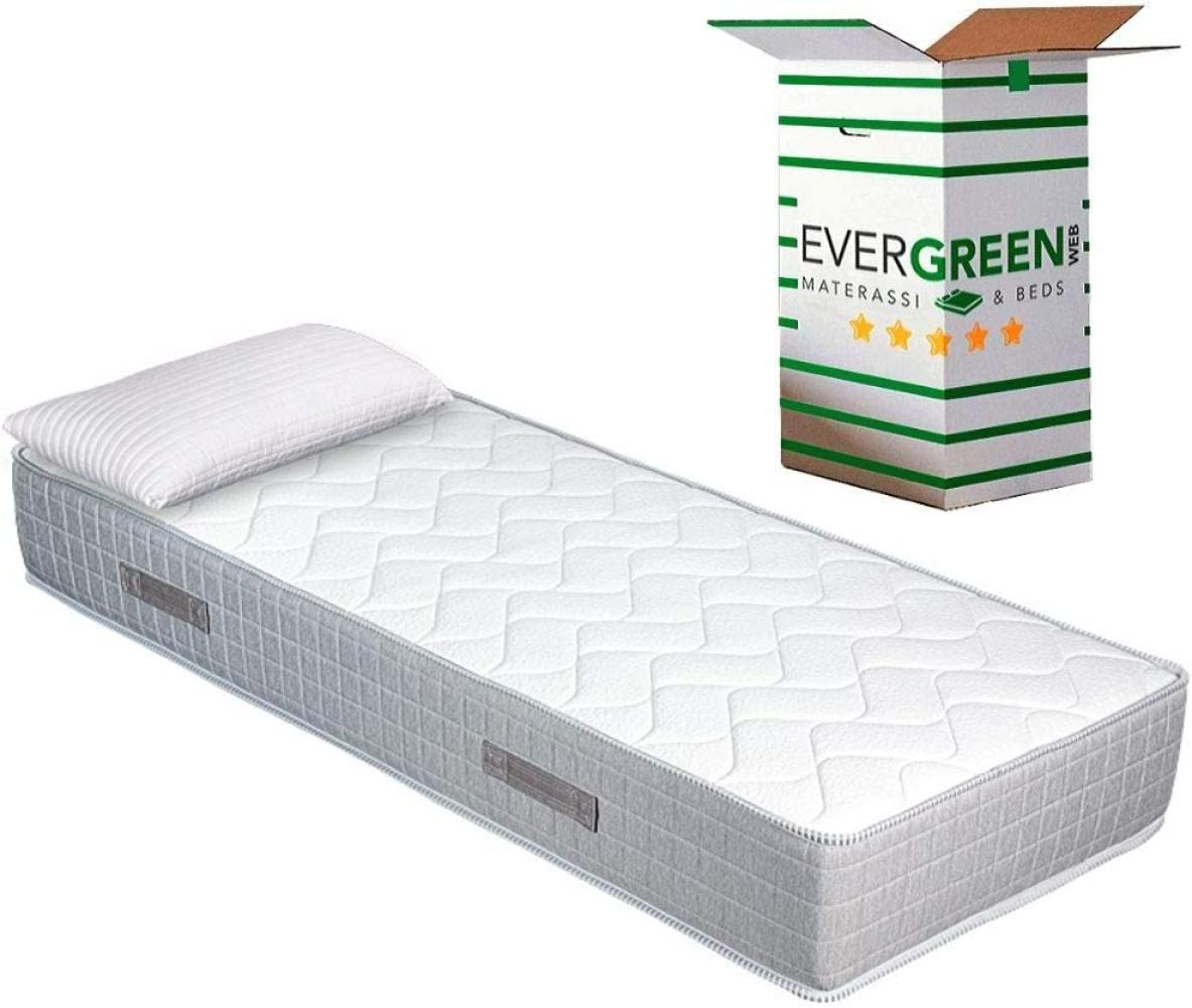 EVERGREENWEB Orthopädische Matratze 80x200 cm aus Waterfoam, 25 cm Hoch + 1 Kissen aus Memory Foam Flocken KOSTENLOS, Ergonomisch, Atmungsaktiv Weiß Bezug, Hypoallergen, Antimilbe | Big Fashion Bild 1