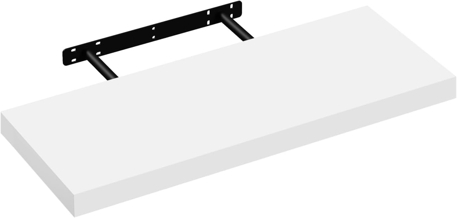 eSituro Wandregal, schwebendes Regal für Wandmontage, Schweberegal Hängeregal Wandbrett im Wohnzimmer Schlafzimmer Küche Badezimmer, arktisweiß, MDF, 60 x 3,8 x 22,9 cm Bild 1