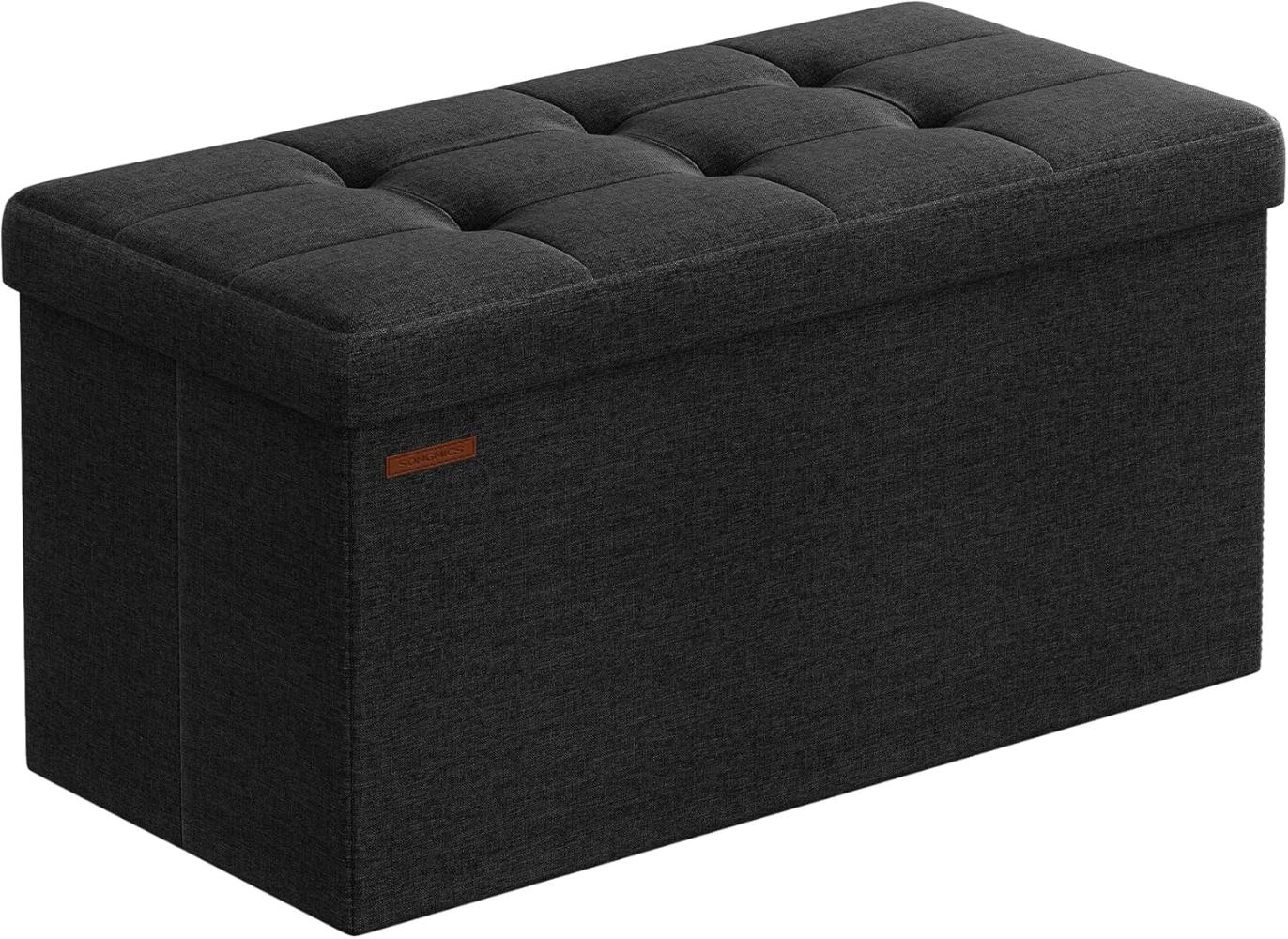 Sitzbank mit Stauraum, 76 cm, klappbare Sitztruhe, Aufbewahrungsbox, Fußbank, schwarz Bild 1