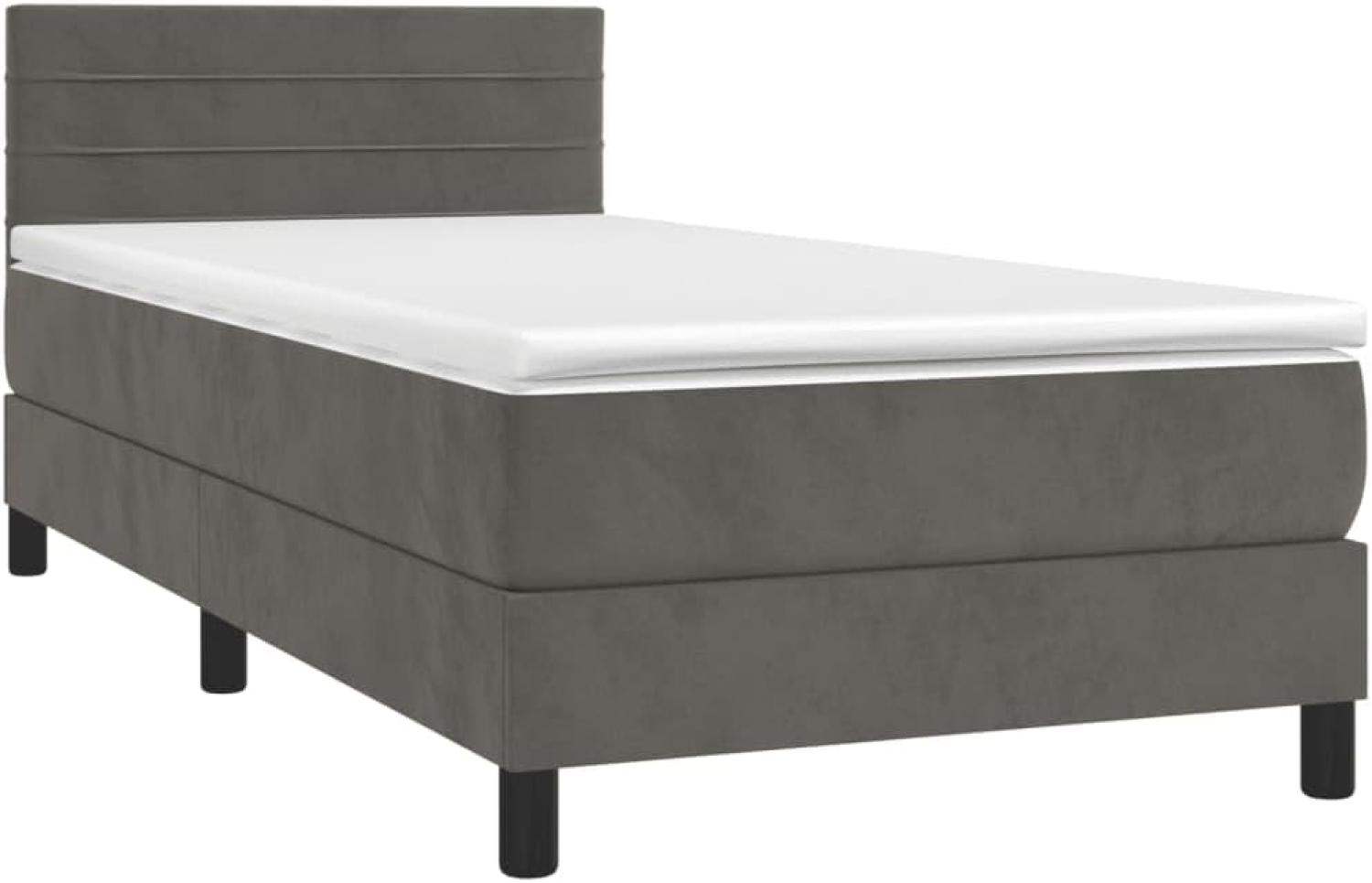 vidaXL Boxspringbett mit Matratze Dunkelgrau 90x190 cm Samt 3141336 Bild 1