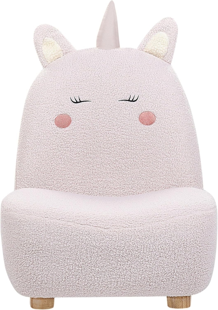 Kindersessel Teddy-Optik pastellrosa Tierform Einhorn LULEA Bild 1