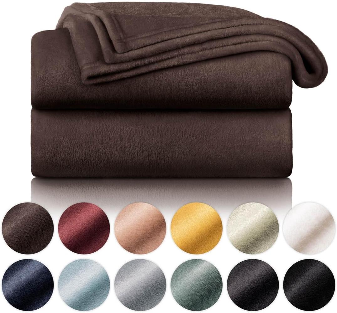 Blumtal Kuscheldecke aus Fleece - hochwertige Decke, Oeko-TEX® Zertifiziert in 270 x 230 cm, Kuscheldecke flauschig als Sofadecke, Tagesdecke oder Winterdecke, Dunkelbraun Bild 1