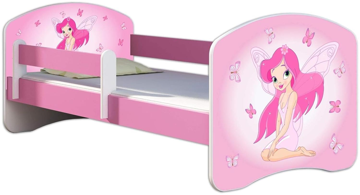 Kinderbett Jugendbett mit einer Schublade und Matratze Rausfallschutz Rosa 70 x 140 80 x 160 80 x 180 ACMA II (07 Rosa Fee, 80 x 180 cm) Bild 1