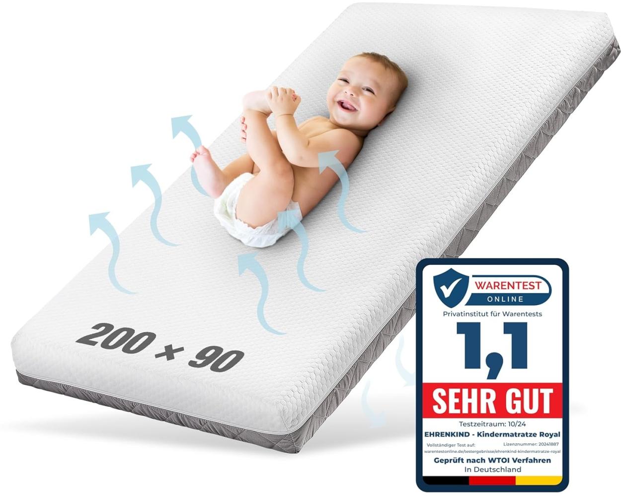 Ehrenkind® Kindermatratze Royal | Baby Matratze 90x200 | Babymatratze 90x200 mit innovativem 3D Mesh und Hygiene Tencel Bezug wasserdicht + luftdurchlässig Bild 1