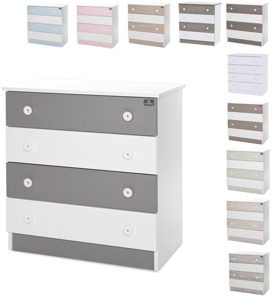 Lorelli Kommode Dresser 81 x 50 x 86 cm, 4 große Schubladen, schnelle Montage weiß dunkelgrau Bild 1