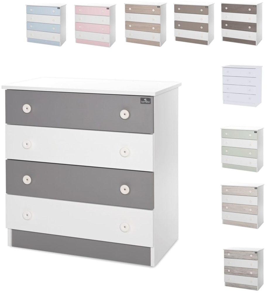 Lorelli Kommode Dresser 81 x 50 x 86 cm, 4 große Schubladen, schnelle Montage weiß dunkelgrau Bild 1