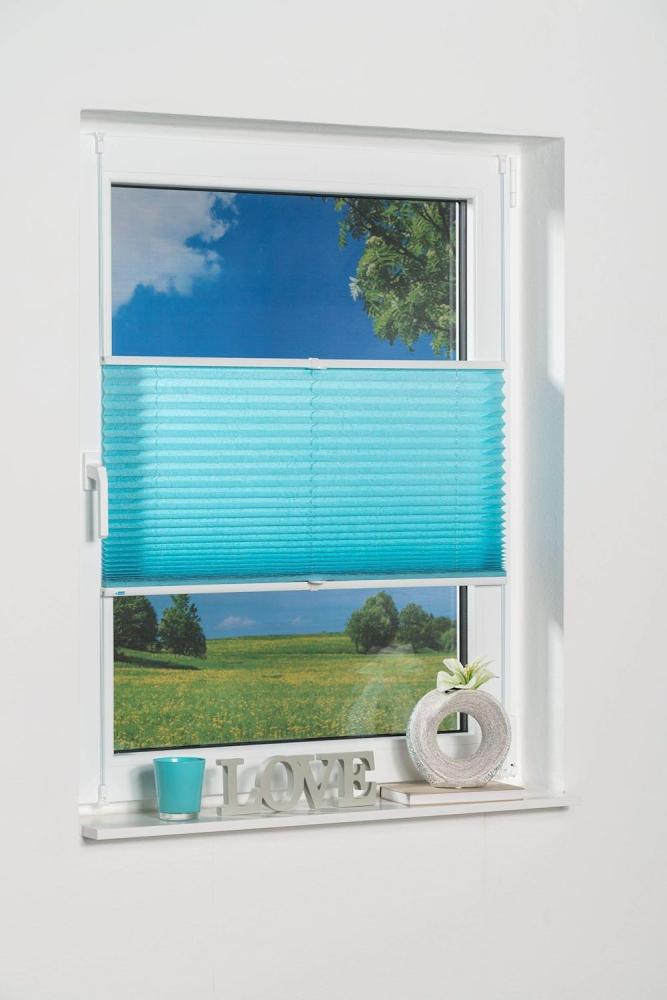 K-home Klemmfix-Plissee 105 x 130 cm (B x L) Iceblau Lichtschutz +++ Moderne Crushed Optik +++ Bild 1