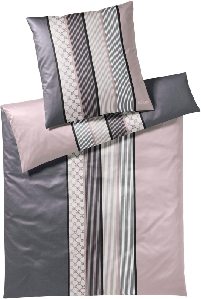 JOOP 'Cornflower Stripe' Bettwäsche, Baumwolle, Rose, 155x220 cm + 80x80 cm Bild 1