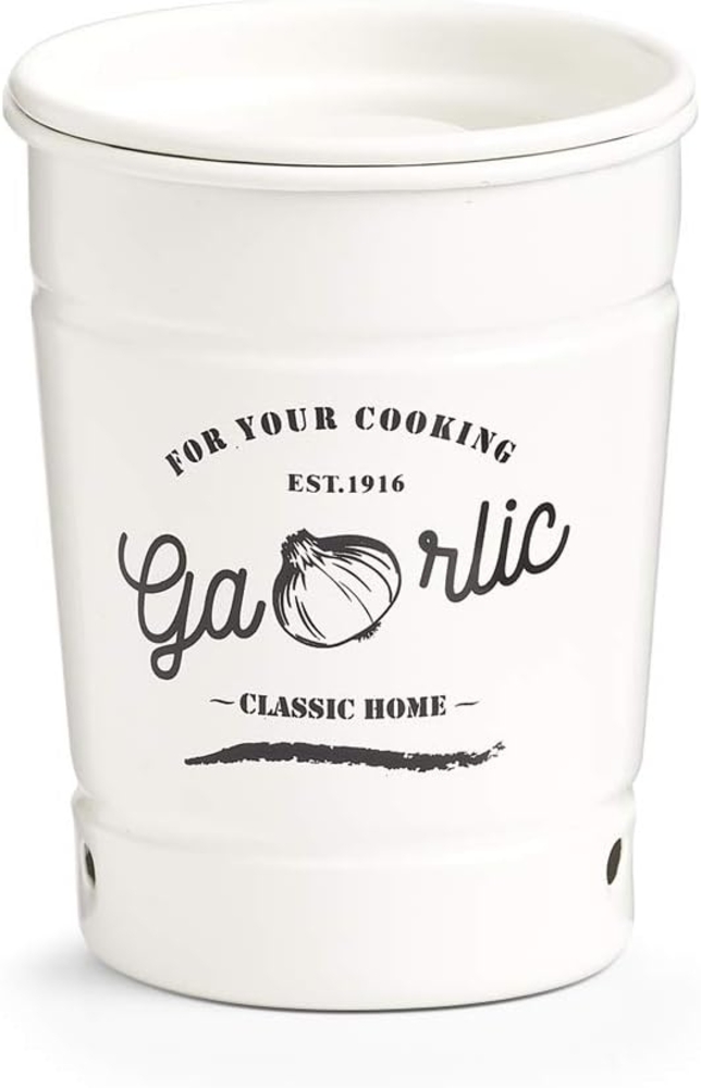 ZELLER 19345 Vorratsdose KNOBLAUCH aus Metall, weiß Bild 1