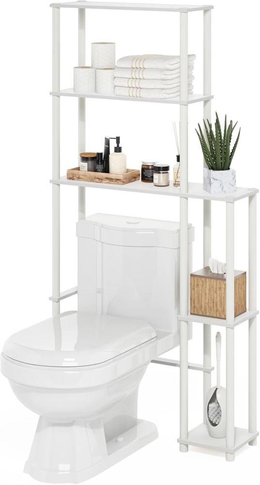 Furinno Turn-N-Tube platzsparendes WC mit 5 Regalen, Weiß/Weiß Bild 1
