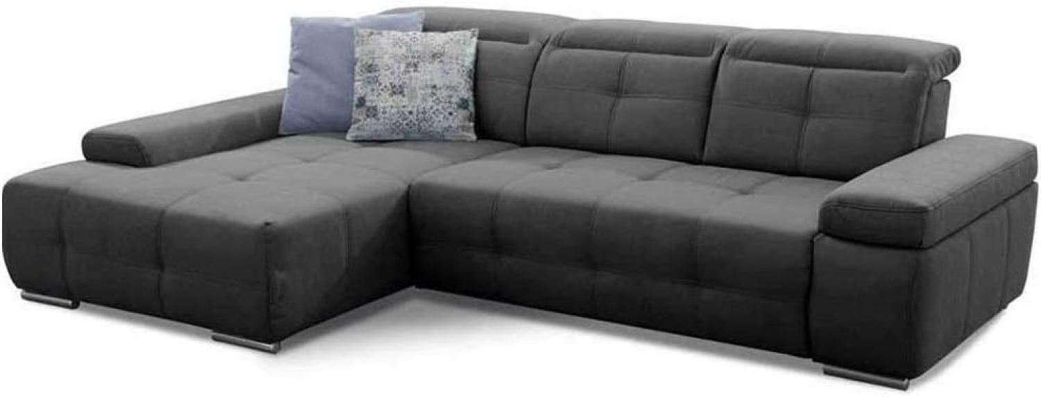 Cavadore Ecksofa Mistrel mit Schlaffunktion, L-Form Sofa mit leichter Fleckentfernung dank Soft Clean, geeignet für Haushalte mit Kindern, Haustieren, 273 x 77 x 173, dunkelgrau Bild 1