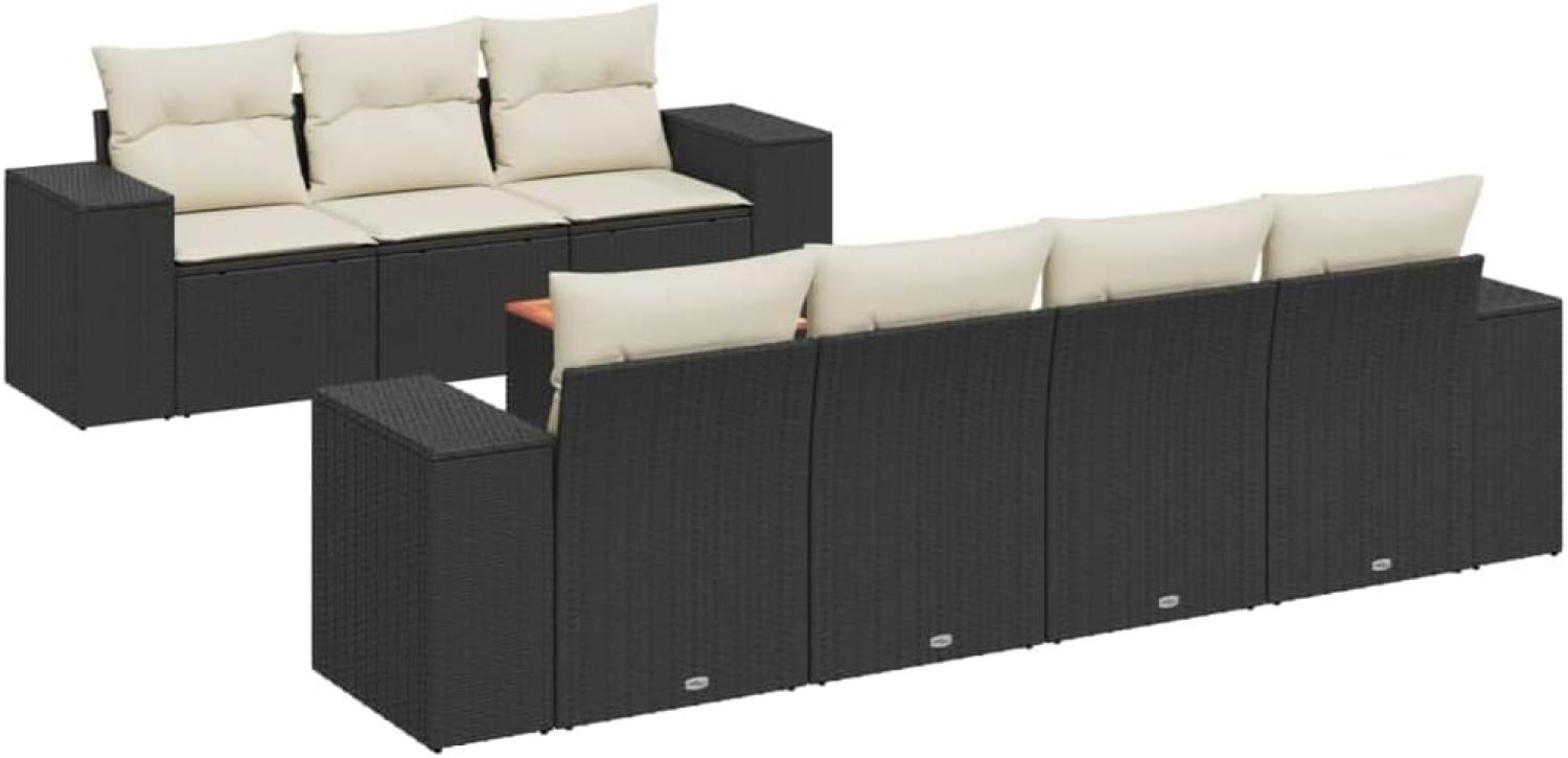 vidaXL 8-tlg. Garten-Sofagarnitur mit Kissen Schwarz Poly Rattan 3225349 Bild 1