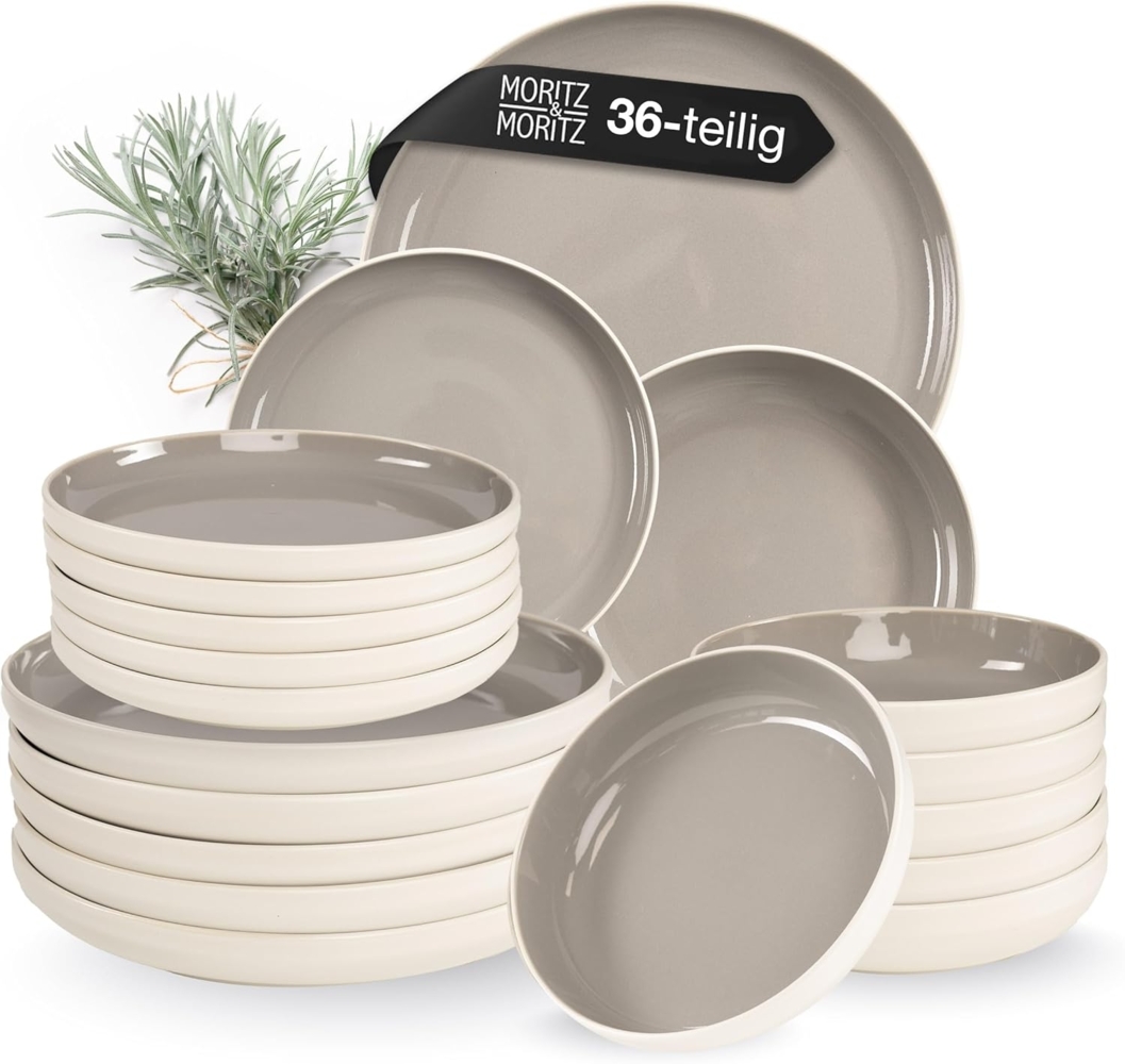 Moritz & Moritz Geschirr-Set CAVO Geschirrset Stone (36-tlg), 12 Personen, Steinzeug, für 12 Personen aus Steinzeug Bild 1