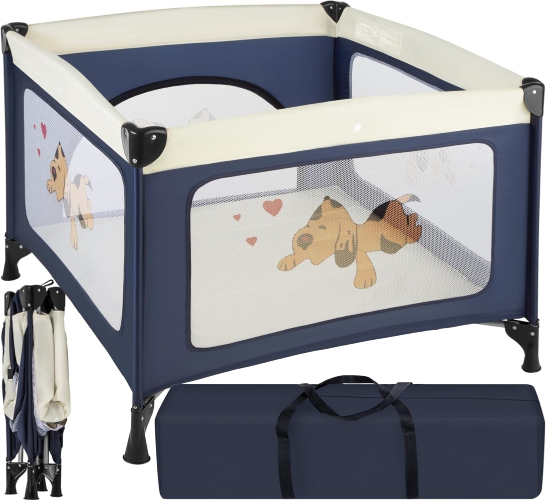 TecTake Kinder Reisebett Laufstall mit Babyeinlage - diverse Farben - (Navy Blau | Nr. 402205) Bild 1