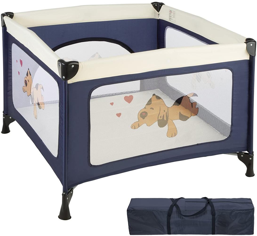 TecTake Kinder Reisebett Laufstall mit Babyeinlage - diverse Farben - (Navy Blau | Nr. 402205) Bild 1