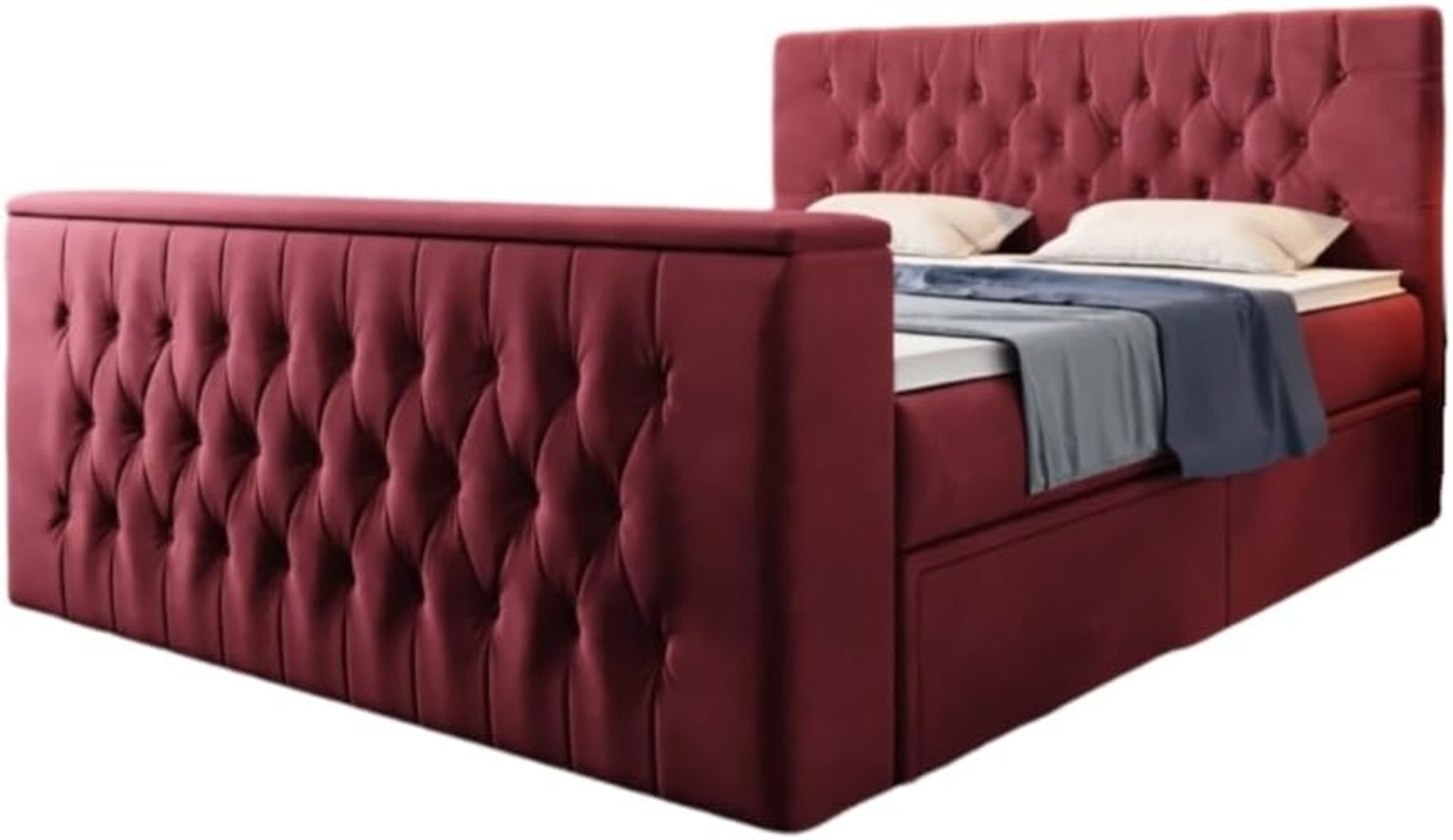 Boxspringbett Velano mit TV Lift und Stauraum 160x200 Rot H4 Bild 1