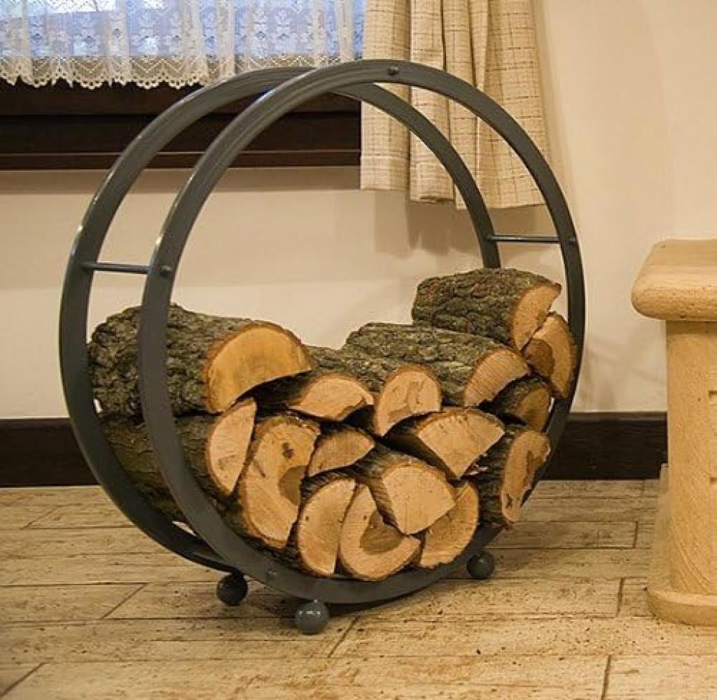 Kaminholzregal Kaminholzständer Rund D-70 cm Grau 80004 Holzkorb Kaminholzhalter Bild 1