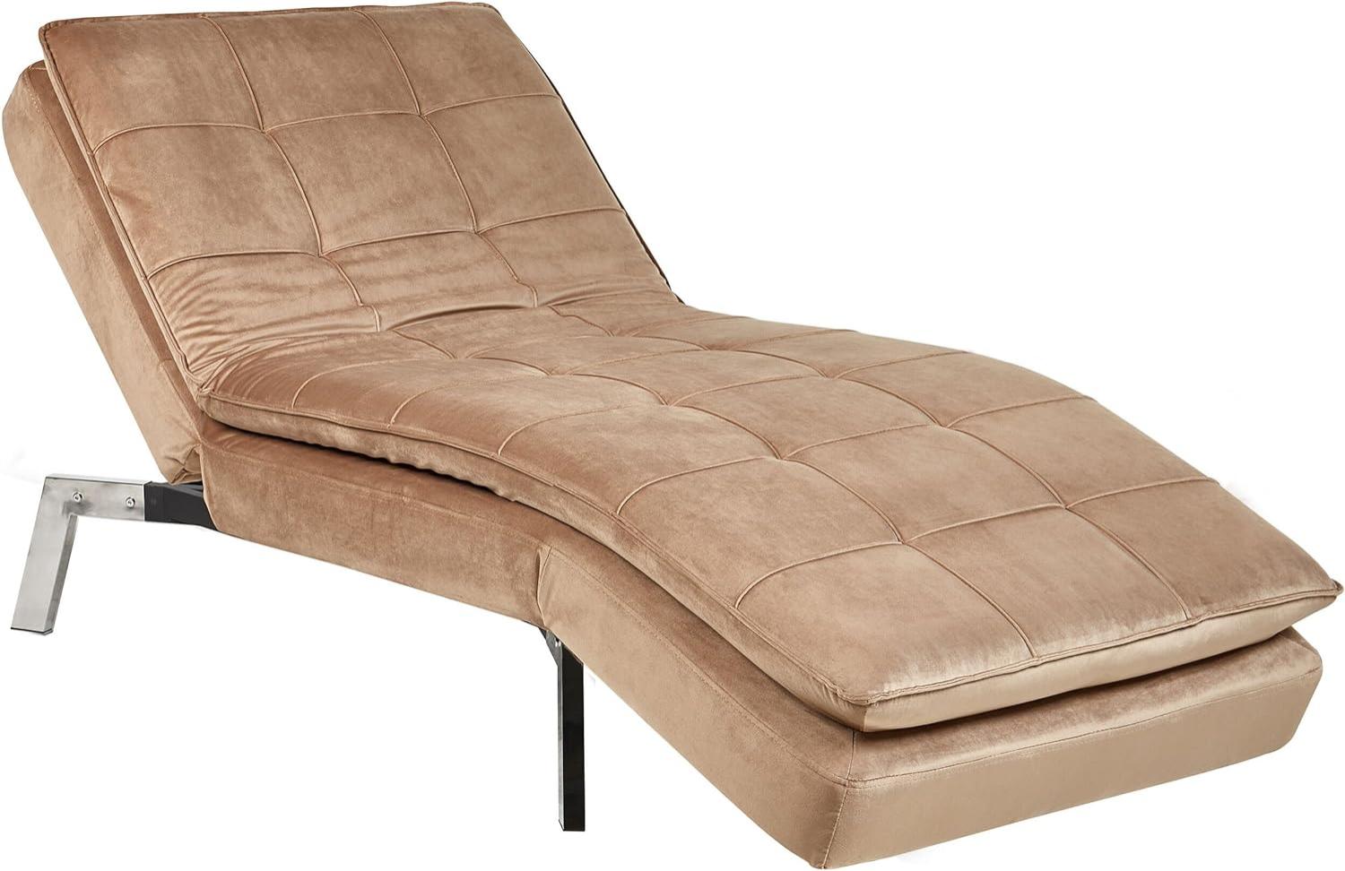 Chaiselongue Samtstoff hellbraun verstellbar LOIRET Bild 1