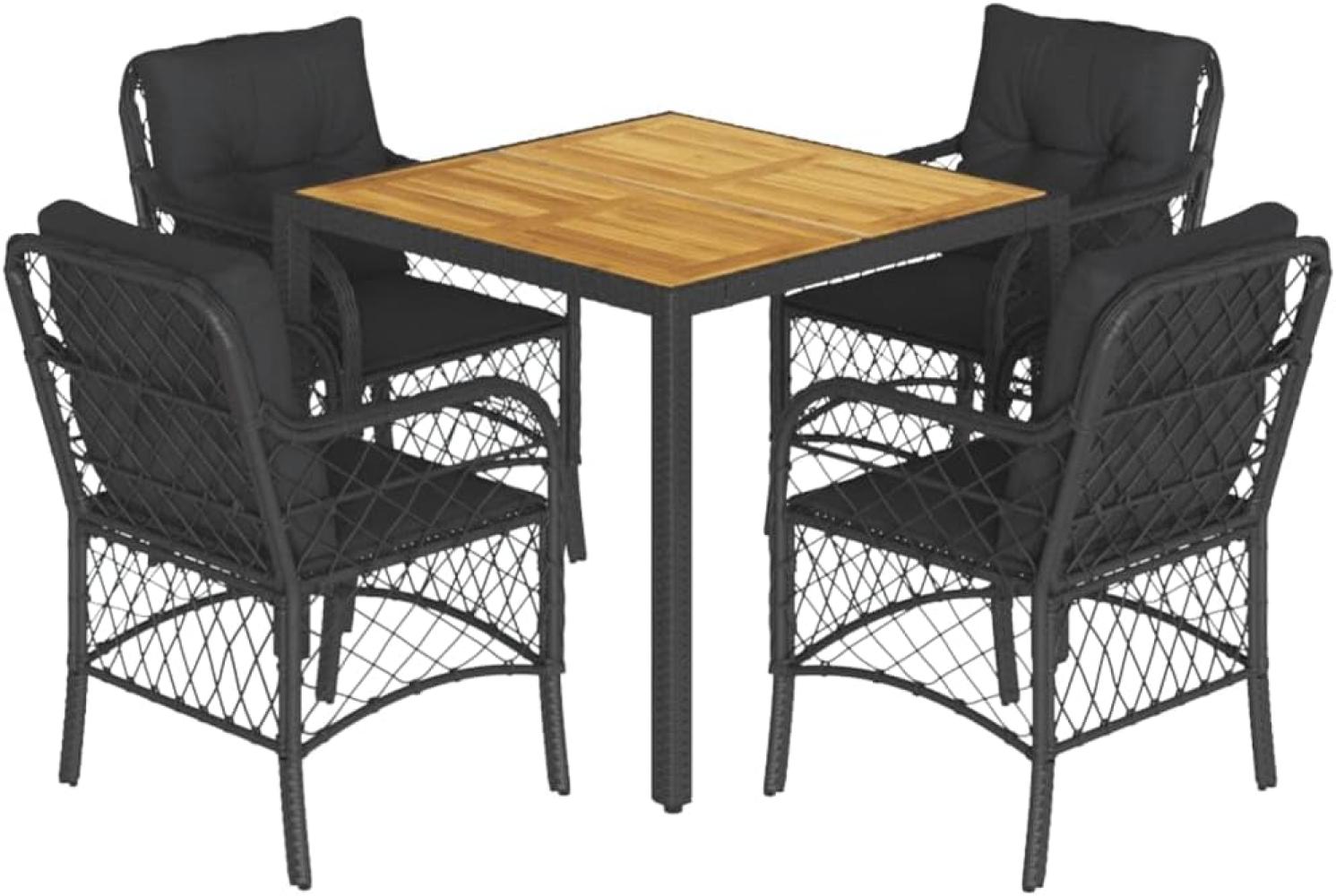vidaXL 5-tlg. Garten-Essgruppe mit Kissen Schwarz Poly Rattan 3212043 Bild 1