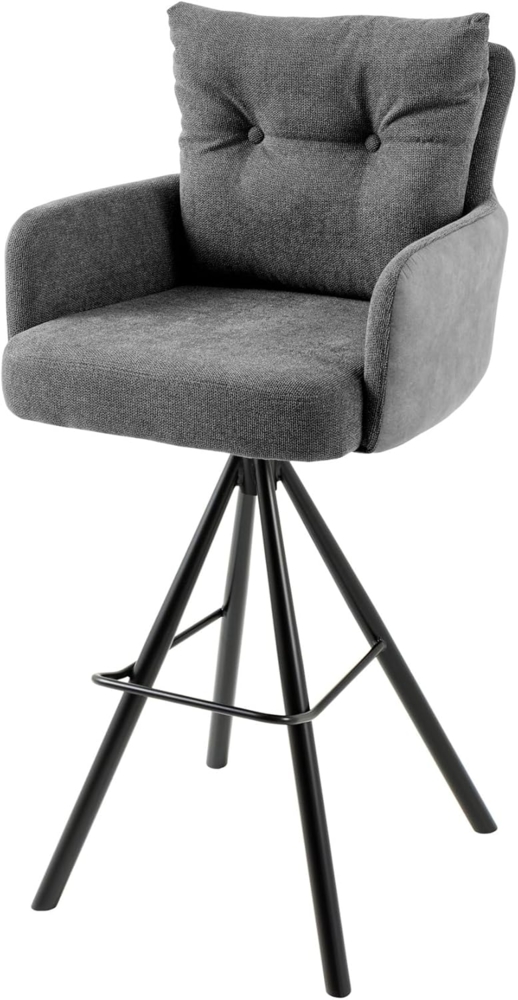 riess-ambiente Barhocker BIG GEORGE anthrazit / schwarz · Samt · Flachgewebe (Einzelartikel, 1 St), Tresenstuhl · Esszimmer · 360° drehbar · mit Armlehne · Federkern Bild 1