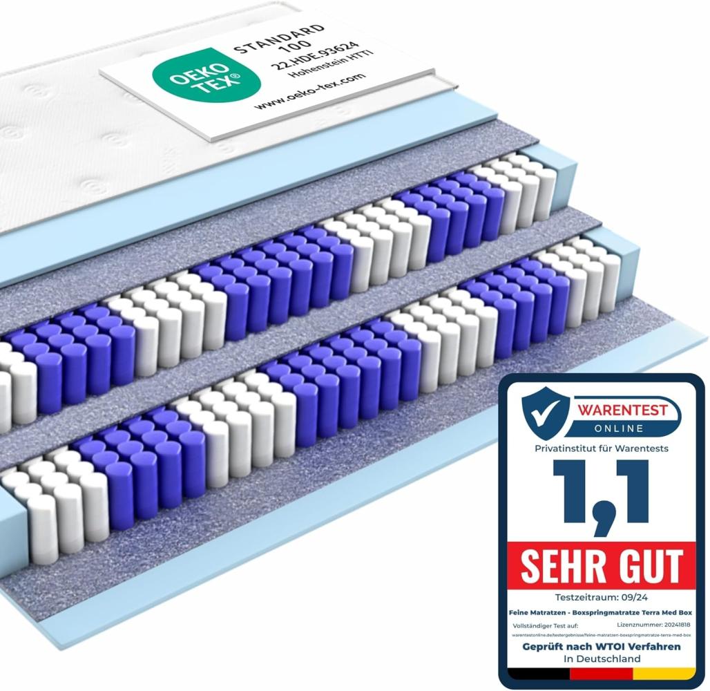 Matratzen Perfekt Boxspringmatratze TERRA MED BOX², 90x200 cm, Härtegrad H3, 33cm hoch Doppelfederkernmatratze Bild 1