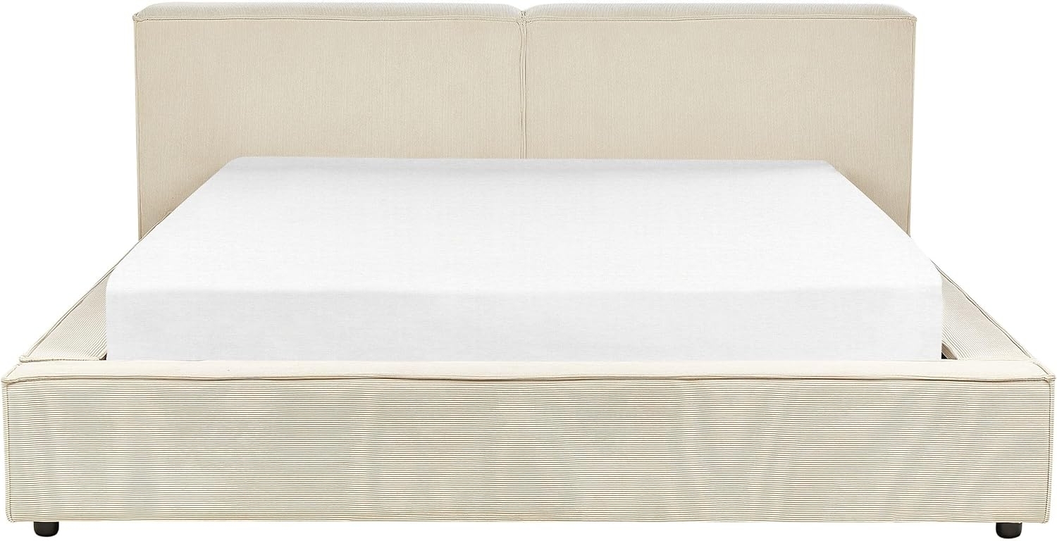 Bett mit Lattenrost LINARDS 180 x 200 cm Cord Beige Bild 1
