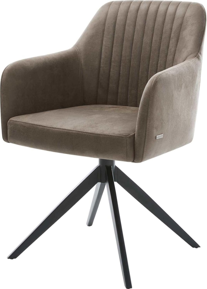 Drehstuhl Greg-Flex Mikrofaser Taupe Vintage Kreuzgestell breit Schwarz 360° drehbar Wippfunktion Taschenfederkern Bild 1