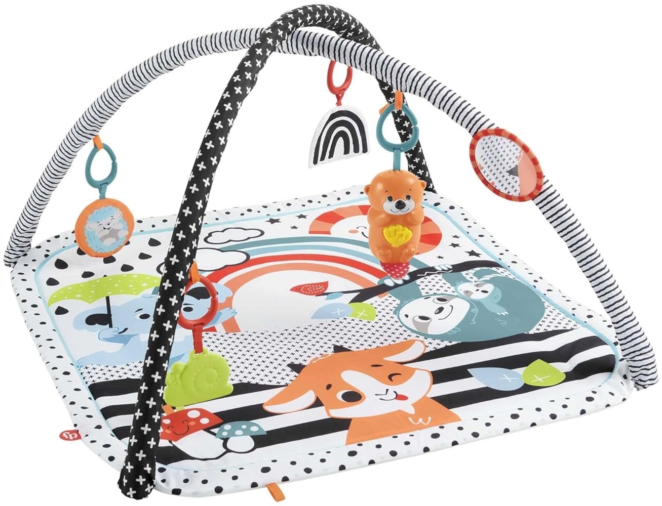 Fisher-Price Tierfreunde Kontrast-Spieldecke, Spielbogen, mit Musik und Licht, Krabbeldecke für Baby, zum Spielen im Bauchlage, Baby Ausstattung, ab Geburt, HPF39 Bild 1