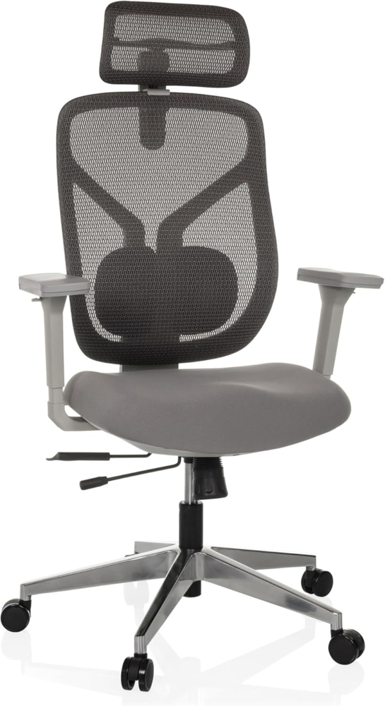 hjh OFFICE Bürostuhl ergonomisch CASSILIS W Netz Drehstuhl, Verstellbare Rückenlehne mit Lendenstütze, Körpergröße bis 220 cm, Grau Bild 1