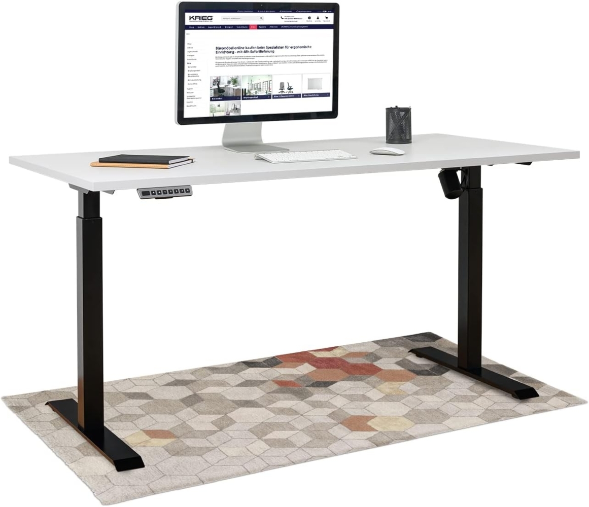 HighDesk SMART Höhenverstellbarer Schreibtisch (Schwarz + Grau I 120x80 cm) - Elektrischer Sitz- & Stehtisch mit Tischplatte - Stehschreibtisch Elektrisch Höhenverstellbar - von Krieg Bild 1