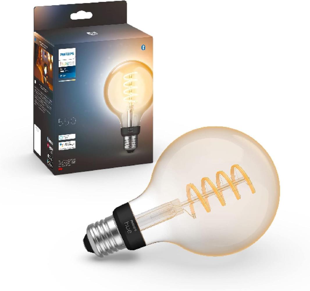 Philips Hue White E27 Filament Globe G93 550lm. Bild 1