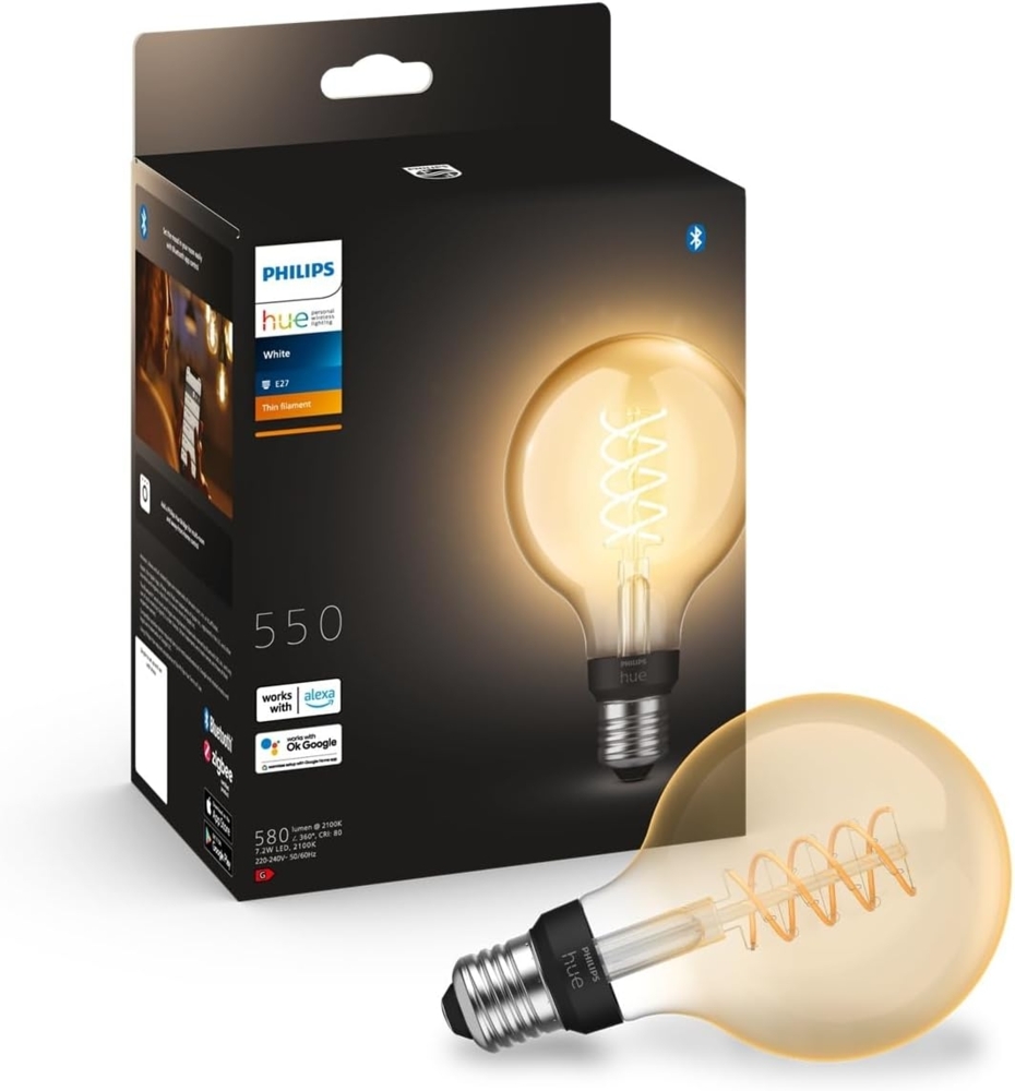 Philips Hue White Filament E27 Globe G93 550lm EEK G Bild 1