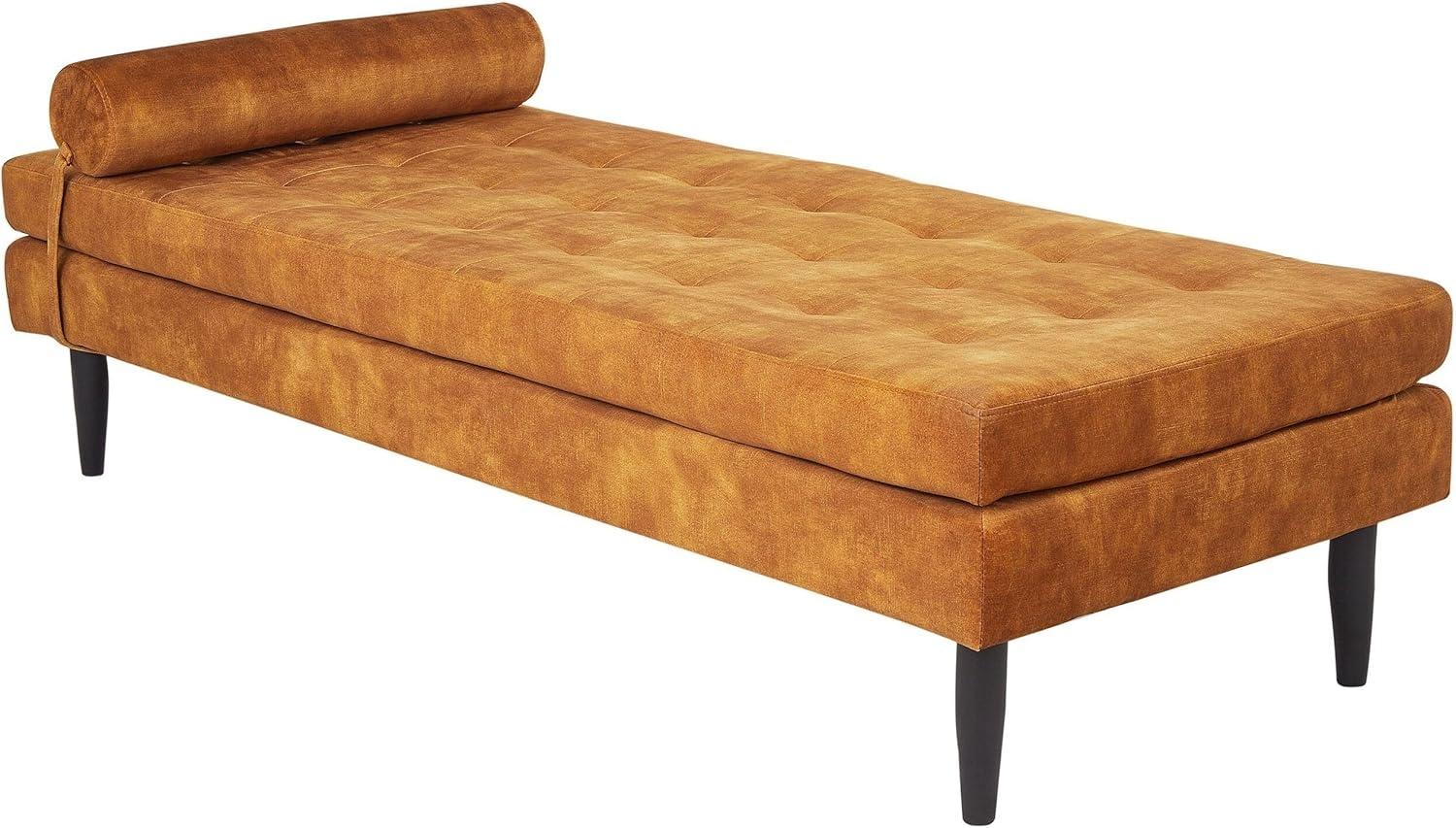 Chaiselongue Samtstoff senfgelb mit Kissen USSEL Bild 1