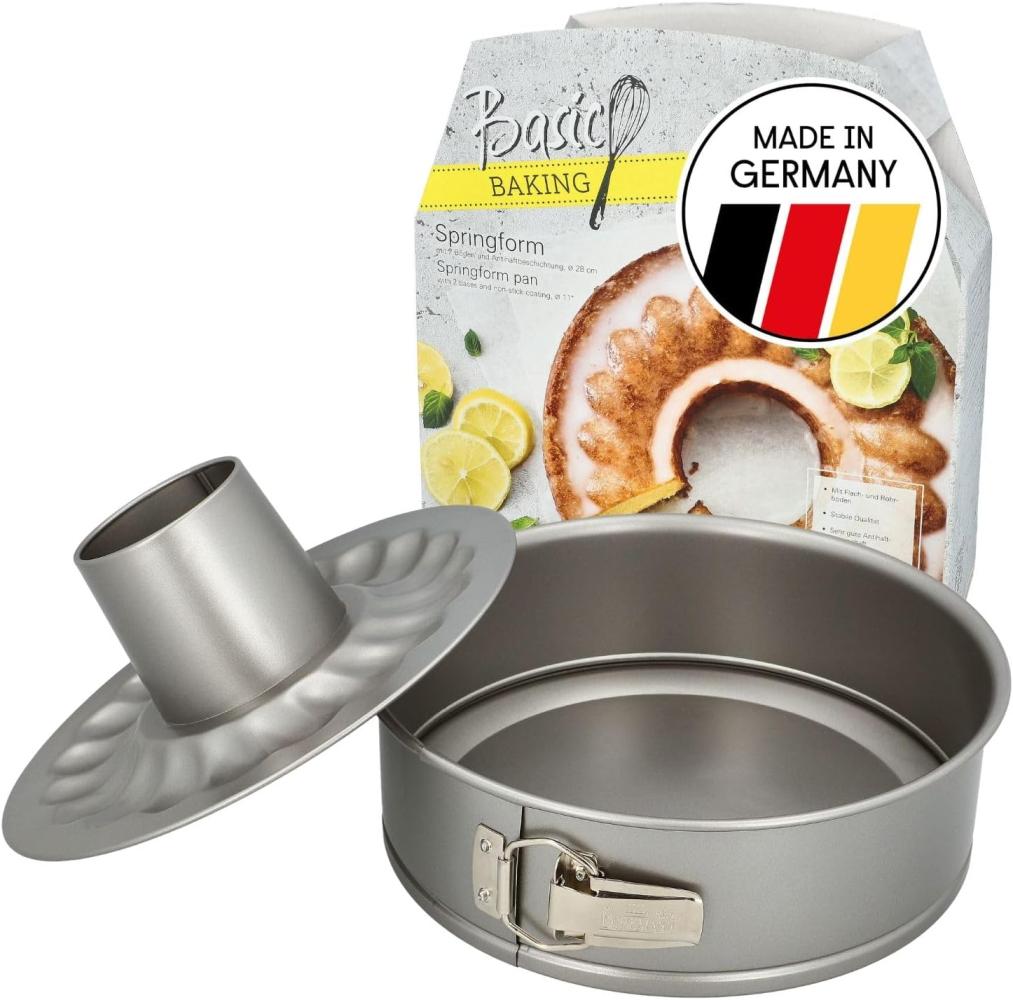 Birkmann Basic Baking Springform mit zwei Böden, Backform, Kuchenform, Kuchenbackform, Karbonstahl, Ø 28 cm, 883062 Bild 1