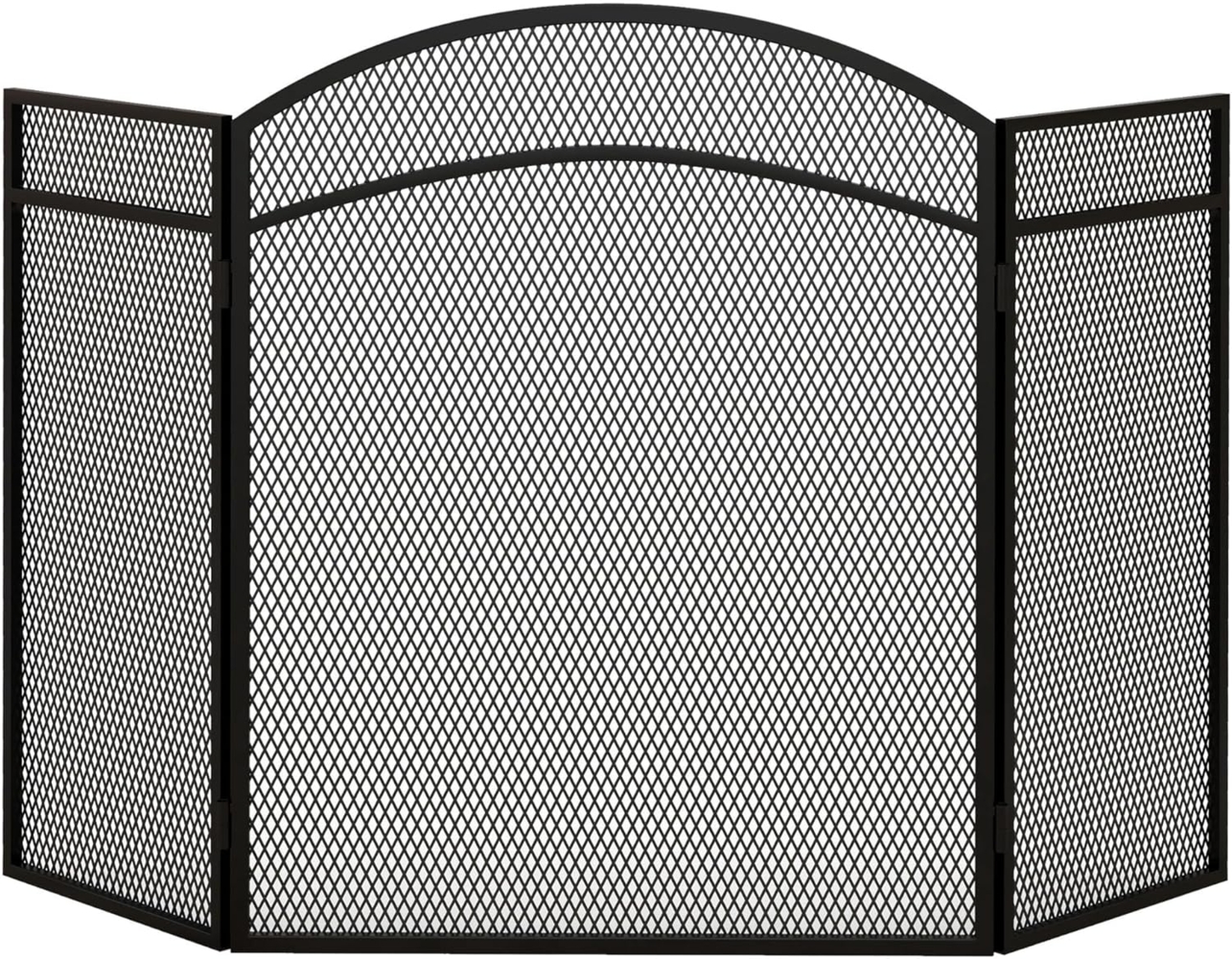 HOMCOM Kamingitter Klappbares Kaminschutzgitter mit 3 Paneelen (Ofenschutzgitter, 1-tlg, Funkenschutzgitter), für Wohnzimmer, Metall, 96 x 60 cm, Schwarz Bild 1