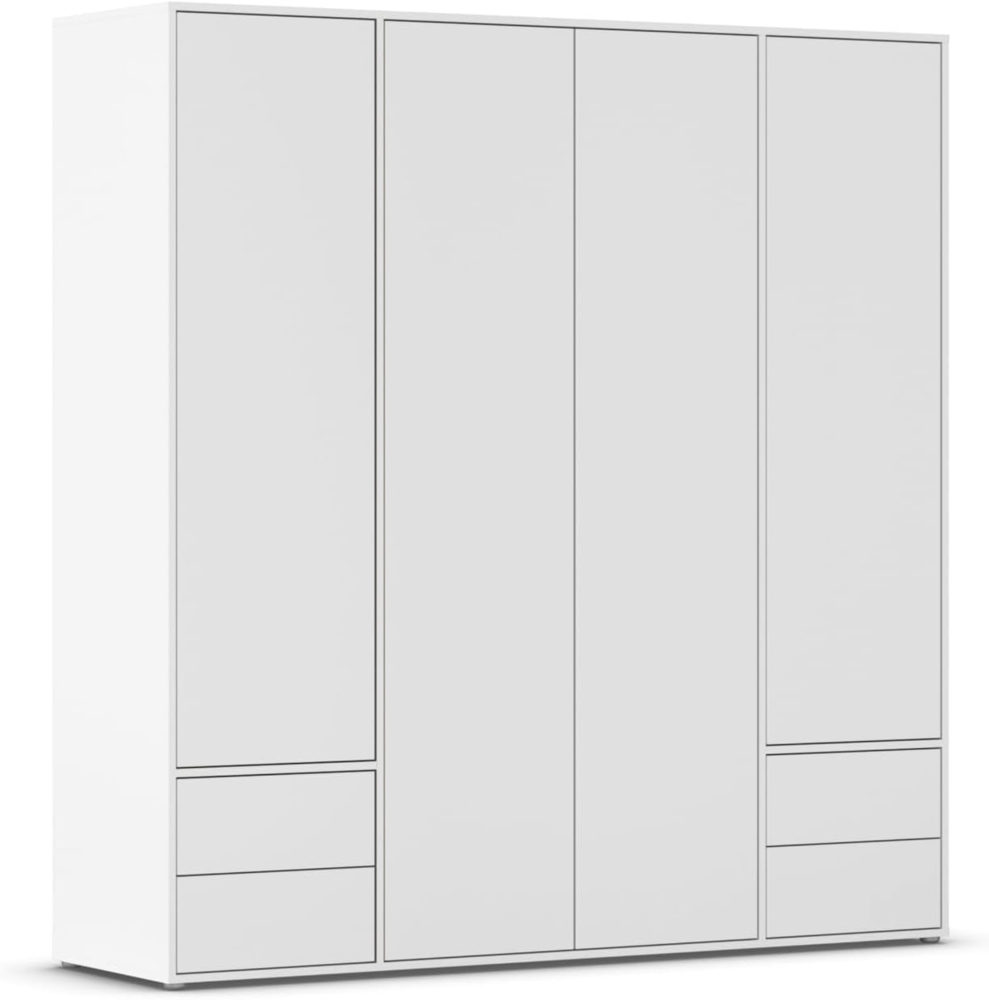 Rauch Möbel Nabila, Drehtürenschrank, Kleiderschrank, Kleiderschrank weiß, Kleiderschränke, Garderobe, 4-türig, 4 Schubkästen, Push-to-Open, Farbe Alpinweiß, 187x194x53cm Bild 1