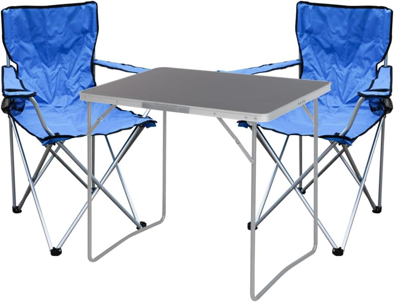 3-tlg Campingmöbel Set Campingtisch Anglerstuhl L80xB60xH68cm klappbar Bild 1