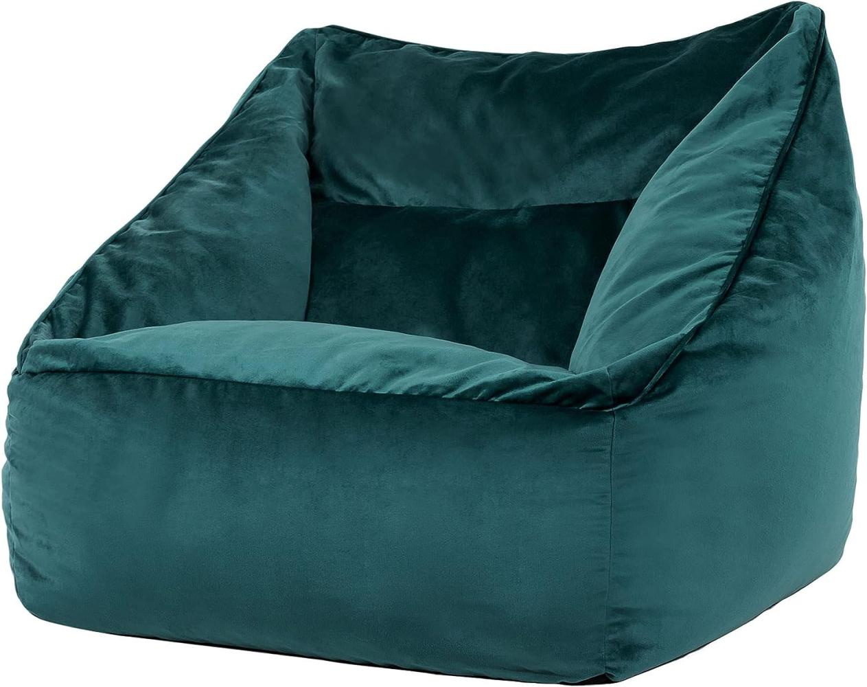 icon Riesen Sitzsack Sessel „Natalia“, Blaugrün, Plüsch XXL Sitzsack Erwachsene mit Füllung für das Wohnzimmer, Riesensitzsack Sofa XXL Bild 1